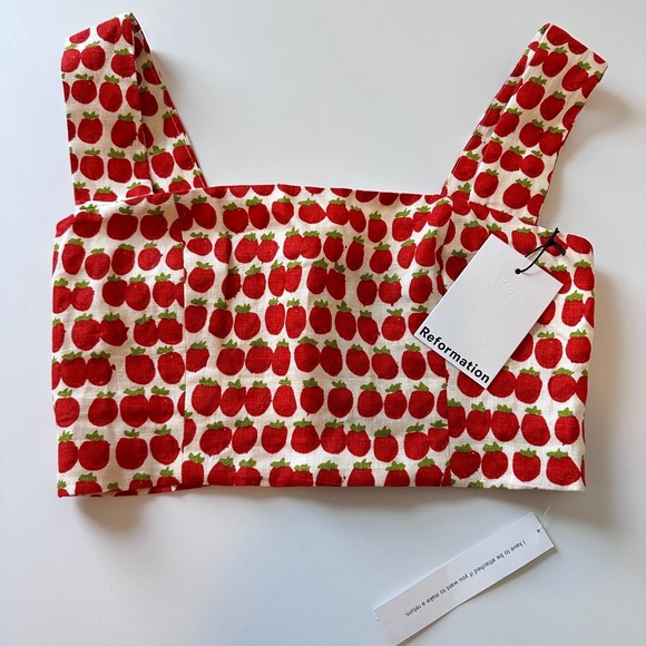 NWT Reformation Jasmine Linen Crop Top Fresh Tomato 4 - Picture 9 of 10